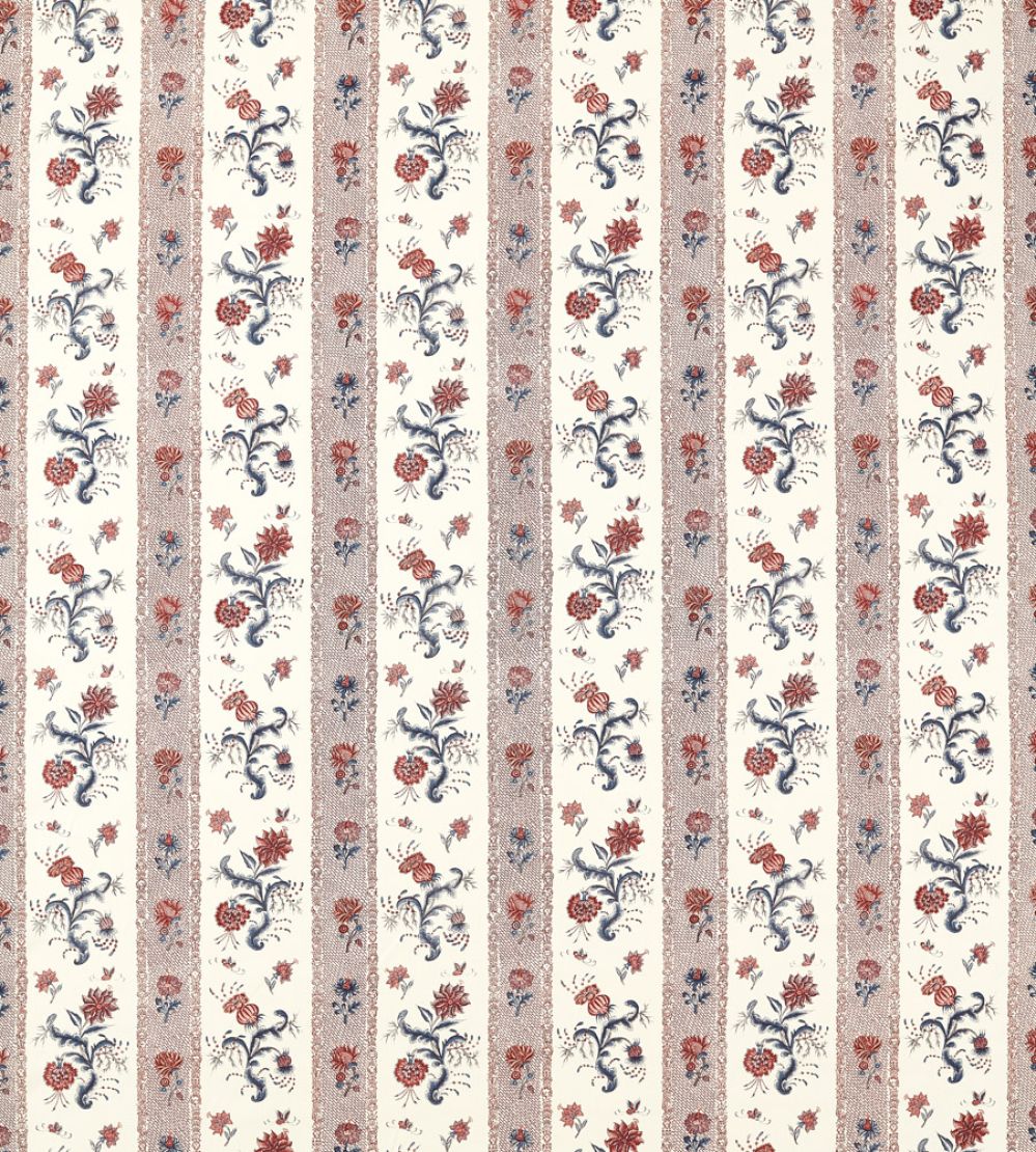 Papaver Stripe Fabric by Zoffany Indigo/Madder