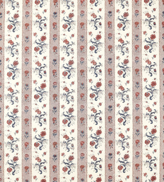 Papaver Stripe Fabric by Zoffany Indigo/Madder