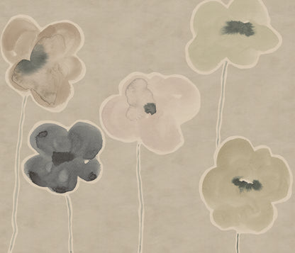 Paper Poppies Pastel mural by Rebel Walls