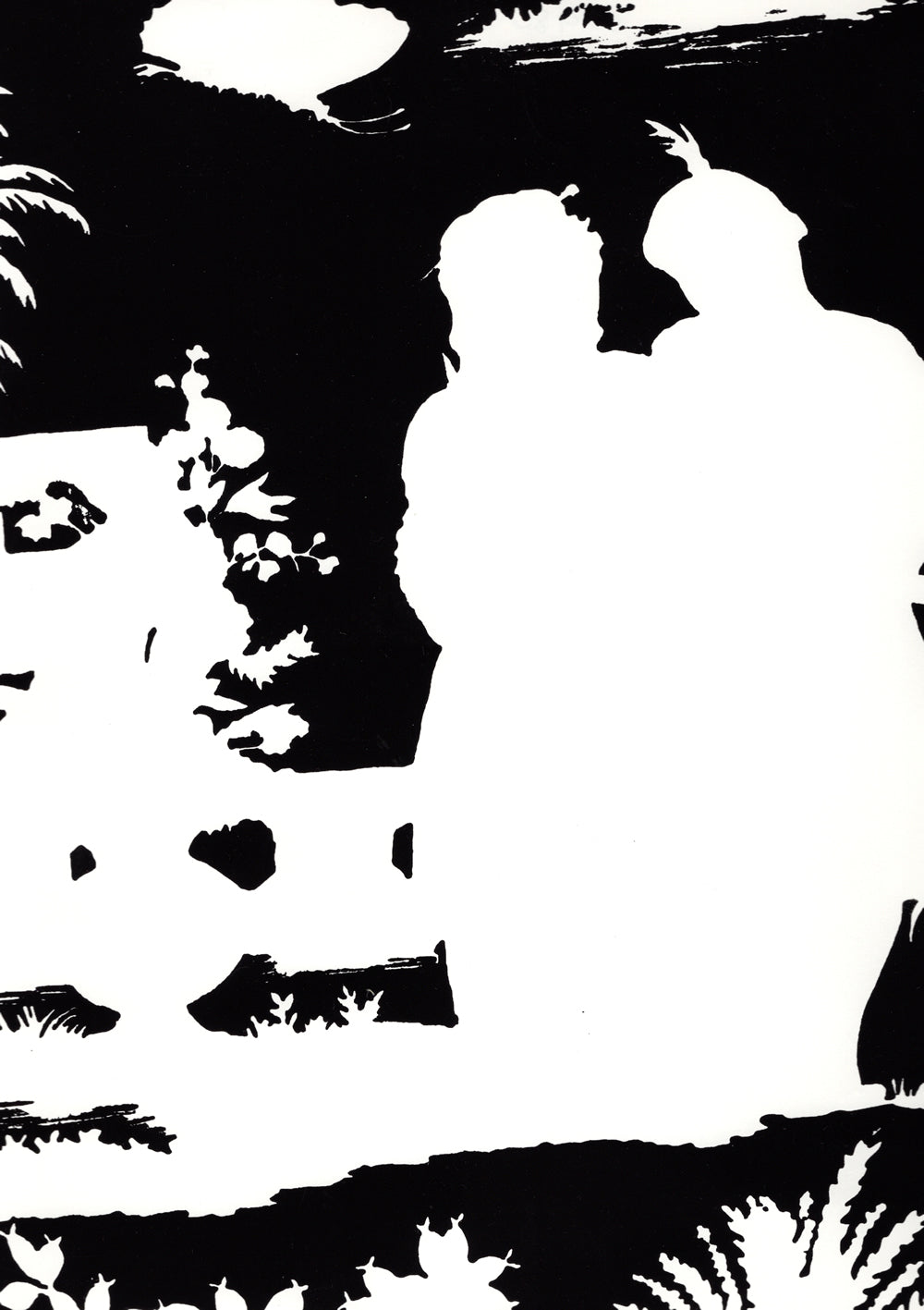 Paradise Background Black on Off White wallpaper by Quadrille