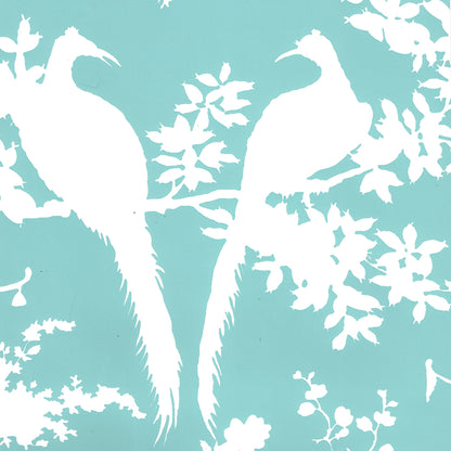 Paradise Background Turquoise on White wallpaper by Quadrille