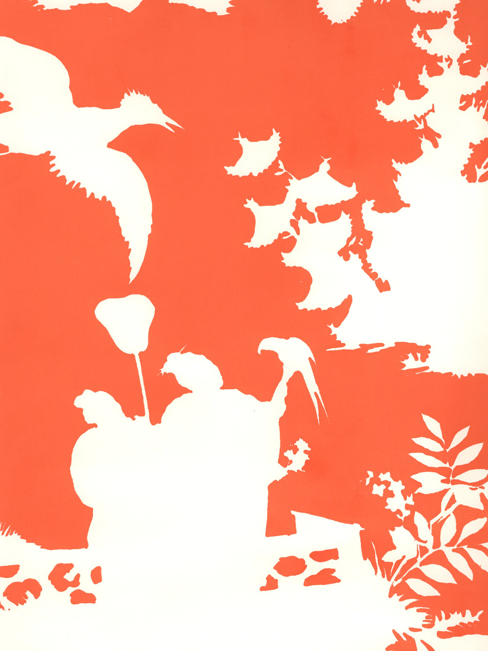 Paradise Background Orange on Almost White wallpaper by Quadrille