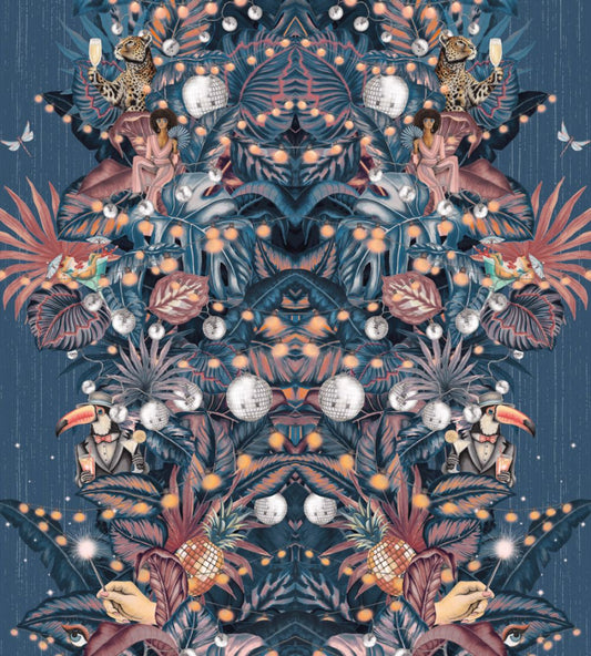 Paradise Party Wallpaper by Brand McKenzie Blueberry Rose