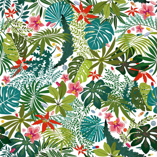 Paraísos Artificiales wallpaper by Coordonné in Blanco, flat pattern view