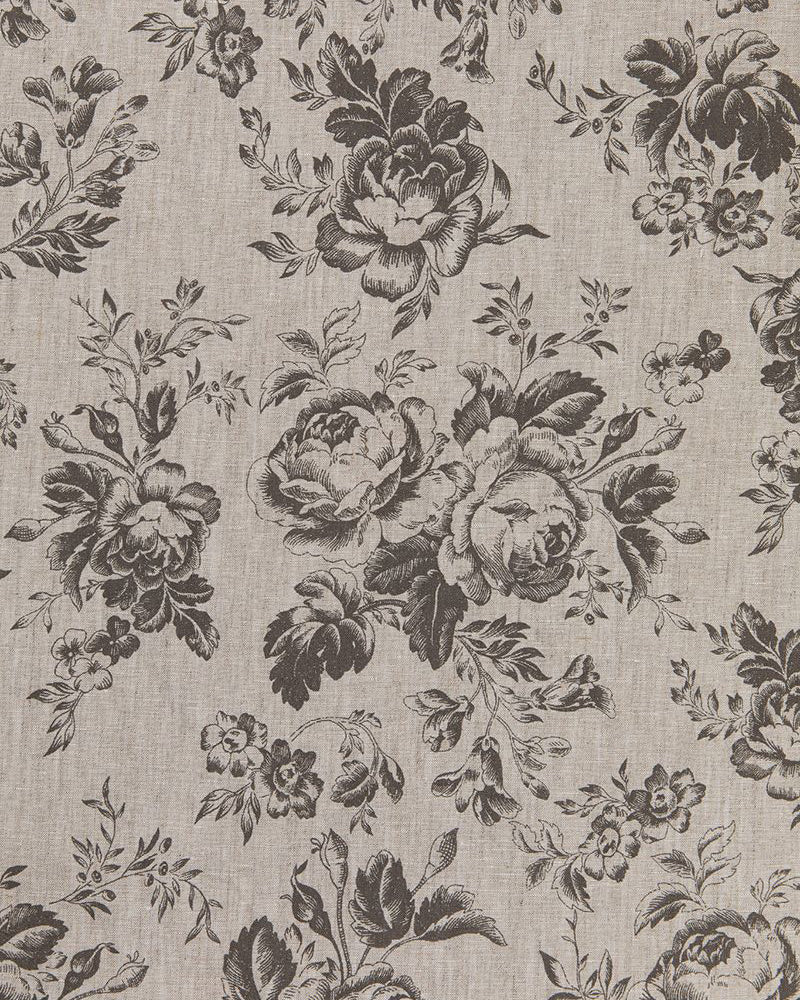 Paris Rose Charcoal on Natural fabric by Cabbages & Roses