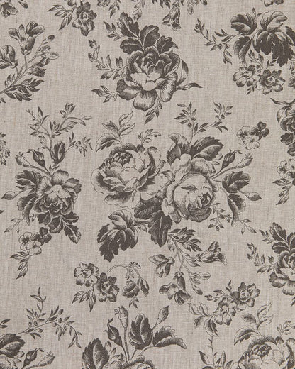 Paris Rose Charcoal on Natural fabric by Cabbages & Roses