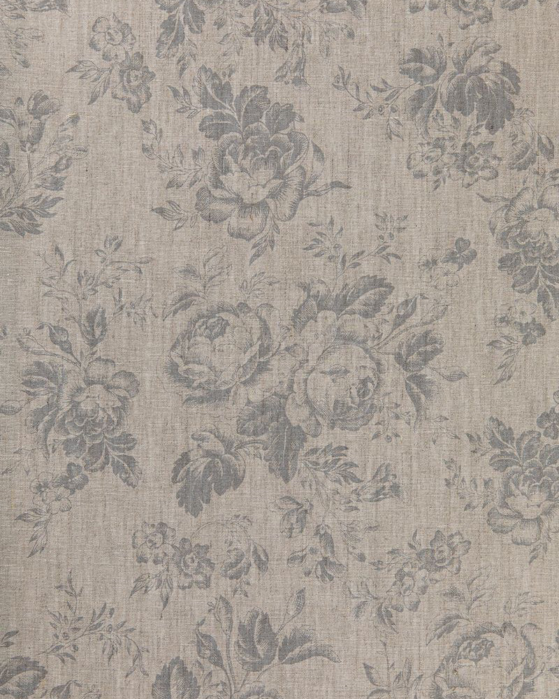 Paris Rose French Blue on Natural fabric by Cabbages & Roses