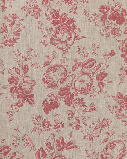 Paris Rose Raspberry on Natural fabric by Cabbages & Roses