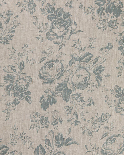 Paris Rose Teal on Natural fabric by Cabbages & Roses