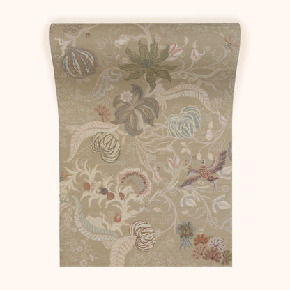 Chintz 21 Grasscloth Wallpaper by Parker & Jules Sepia Stone