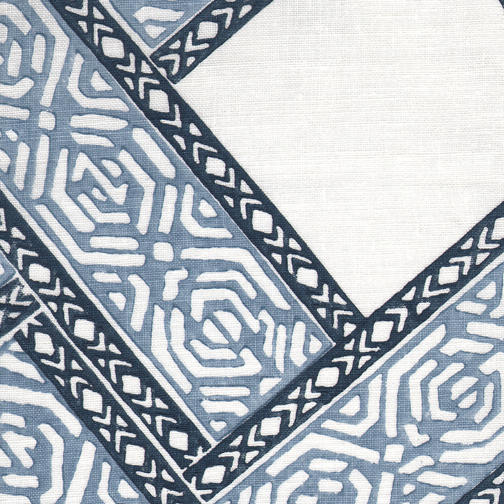 Parquet Handblock Fabric by Galbraith & Paul in Denim