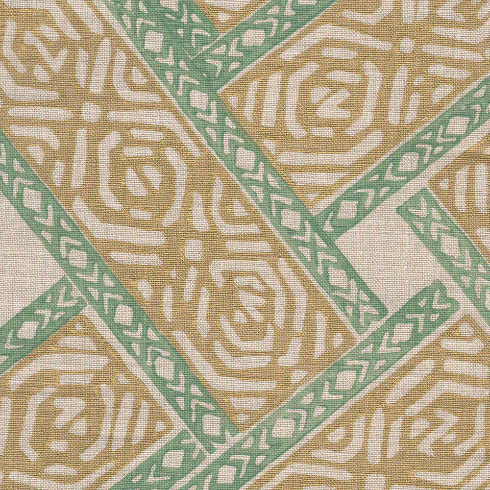 Parquet Handblock Fabric by Galbraith & Paul in Gold