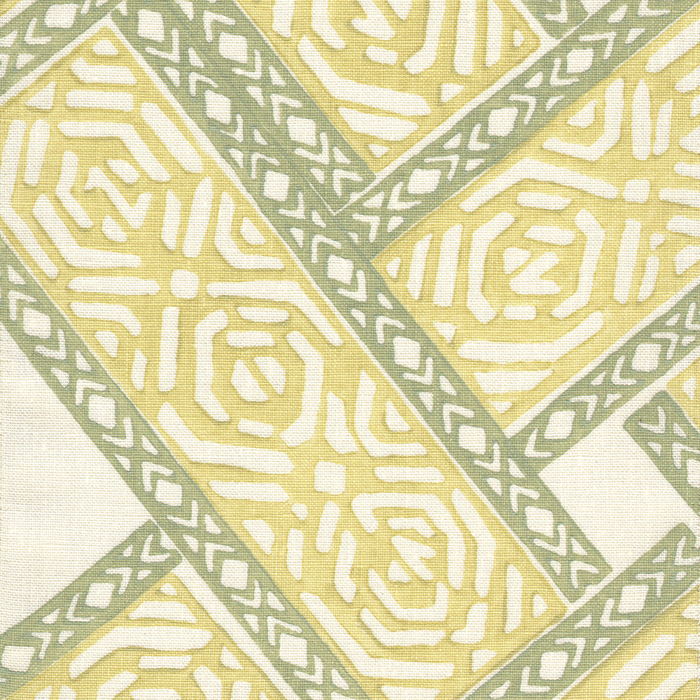 Parquet Handblock Fabric by Galbraith & Paul in Sprout