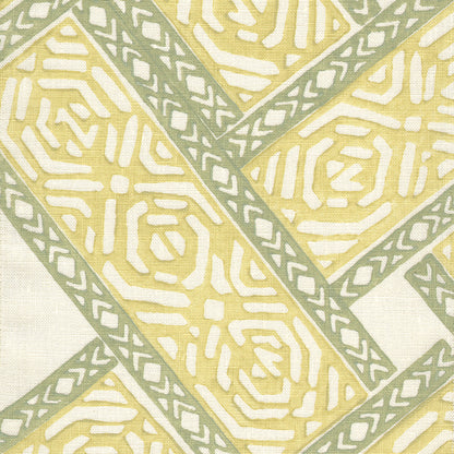 Parquet Handblock Fabric by Galbraith & Paul in Sprout