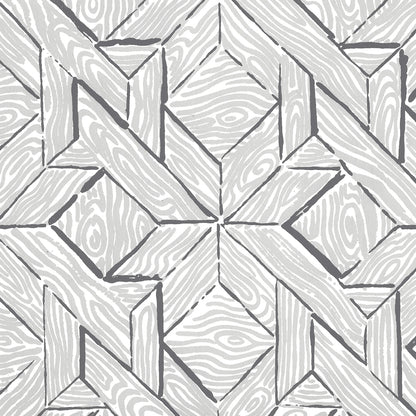 Parquetry Gray Silver on Almost White wallpaper by China Seas