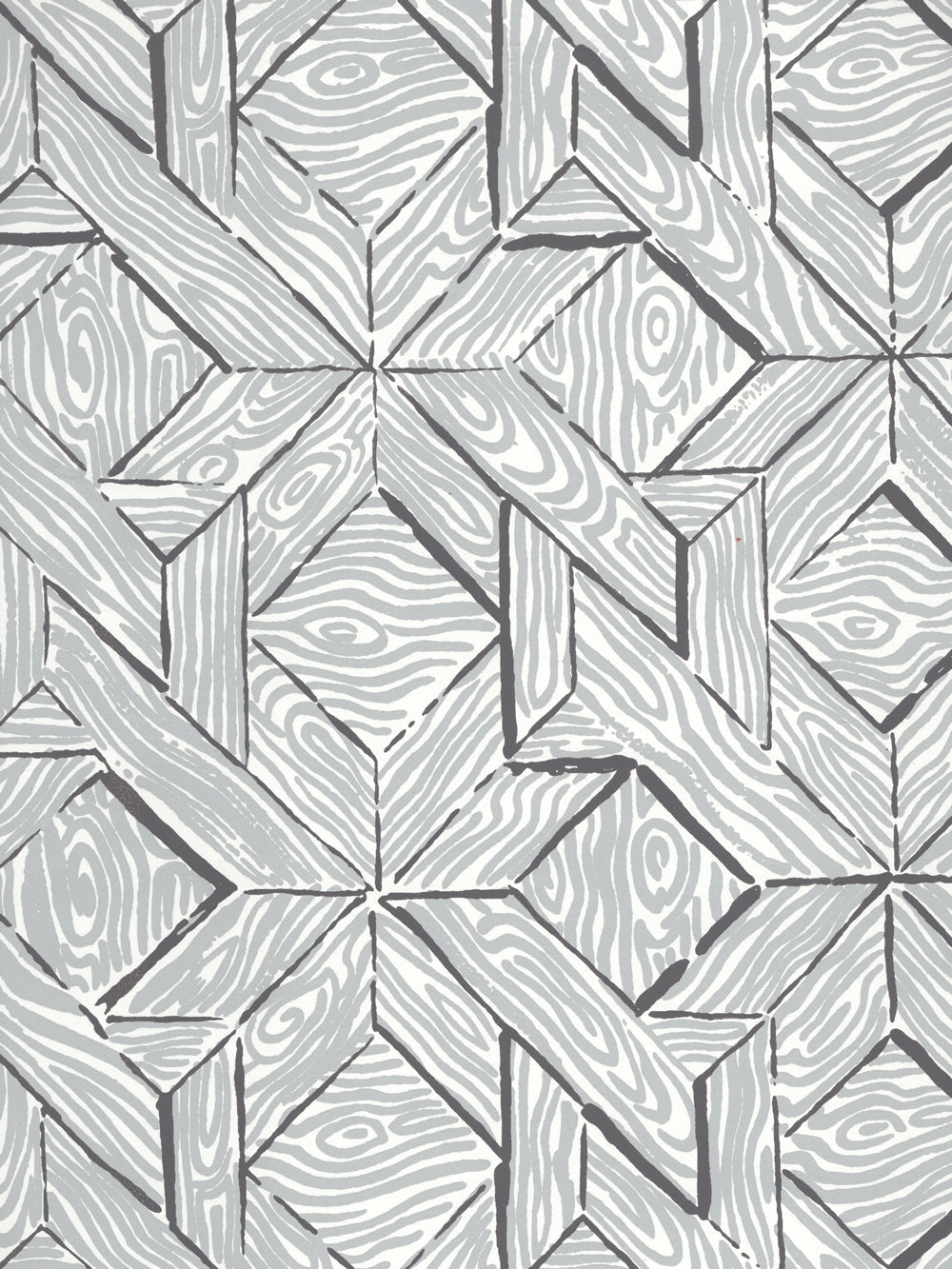 Parquetry Gray Charcoal on White wallpaper by China Seas