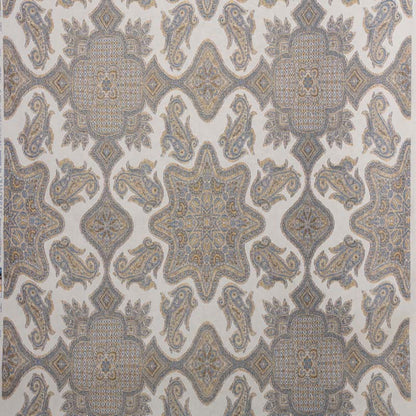 Parsa Slate Brown Lavender Yellow on Ecru Linen fabric by Home Couture