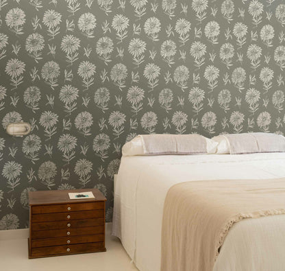 Parterre wallpaper by Coordonné in Laguna, shown in a styled room