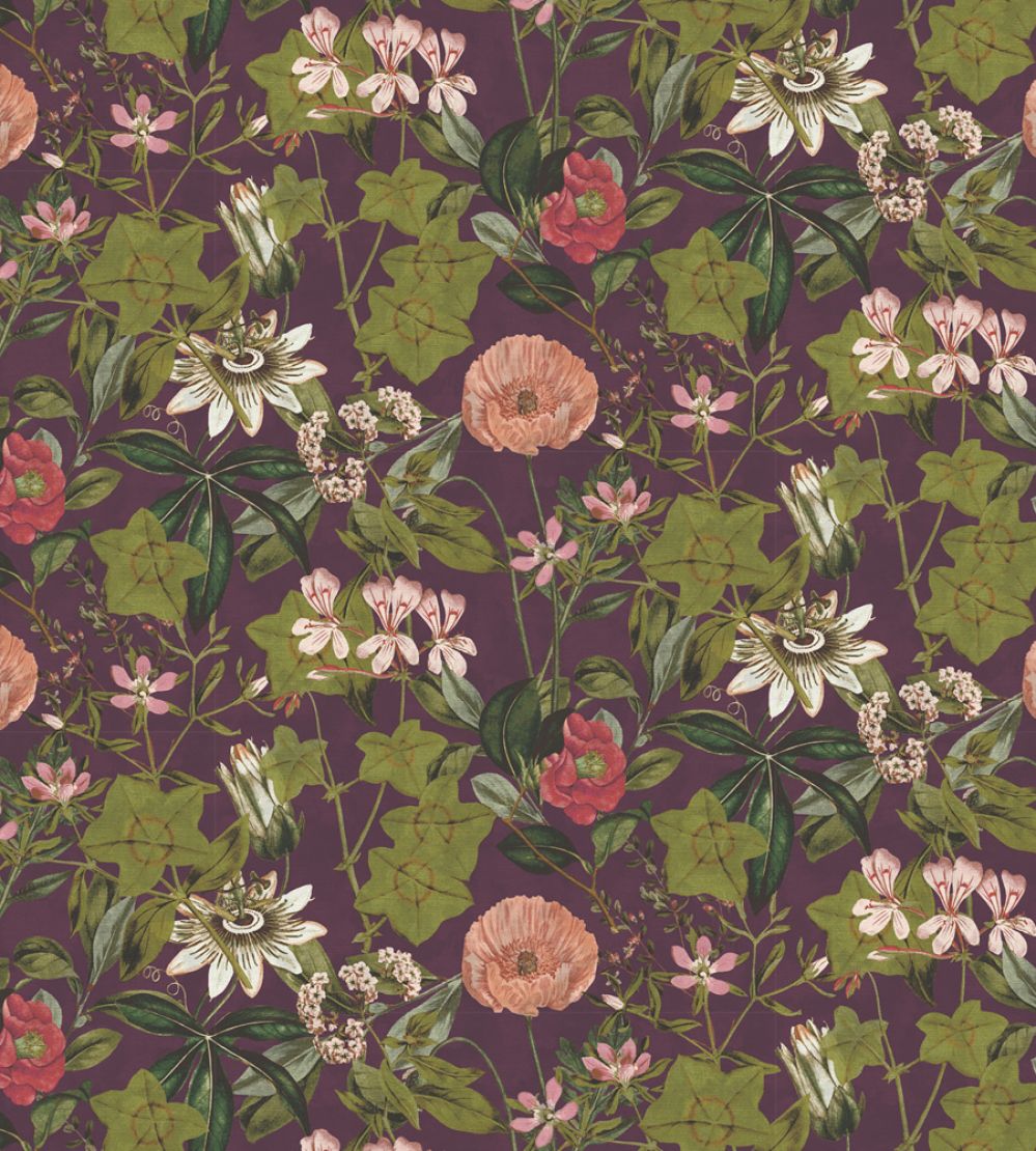 Passiflora Fabric by Clarke & Clarke Mulberry