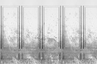 Patinated Panels Smoke mural by Rebel Walls