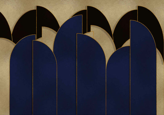 Pavilion mural by Coordonné in Gold, flat pattern view