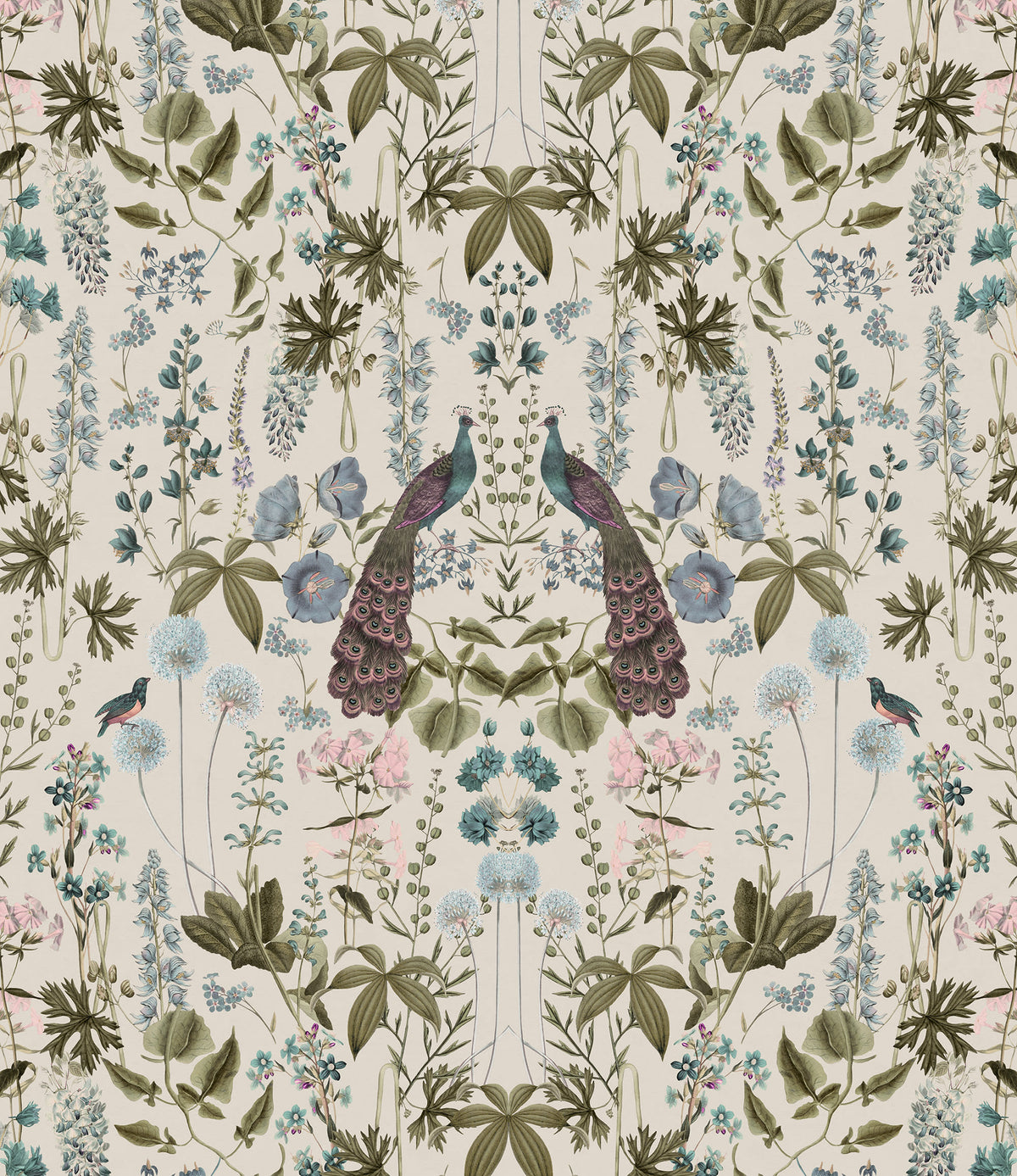 Peacock Garden Beige mural by Rebel Walls