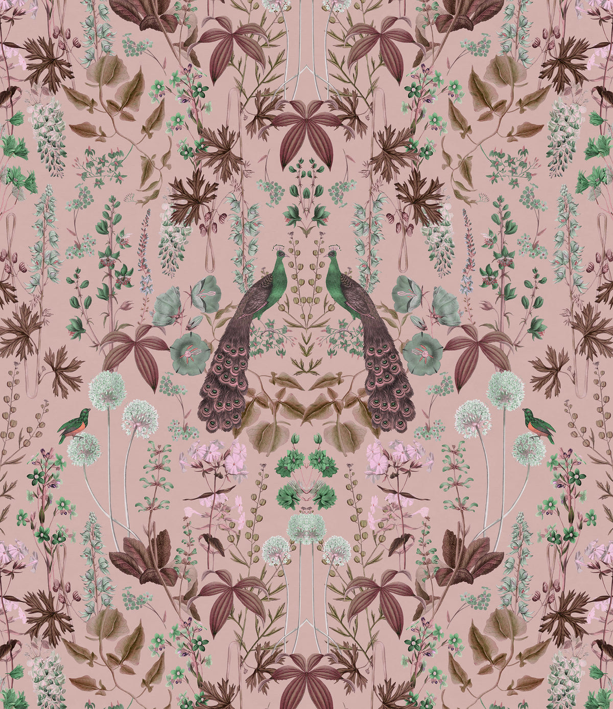 Peacock Garden Pink mural by Rebel Walls