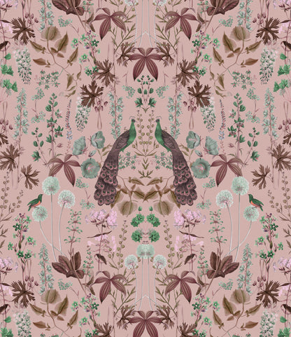 Peacock Garden Pink mural by Rebel Walls