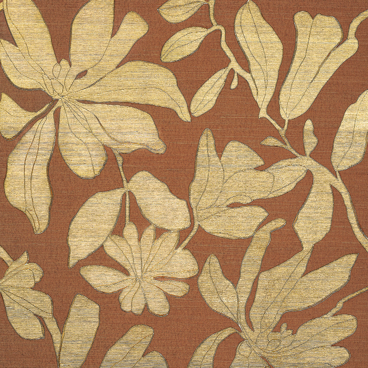 Peekaboo Petals Wallpaper by Phillip Jeffries in Rustic Gold (PJ 25405)