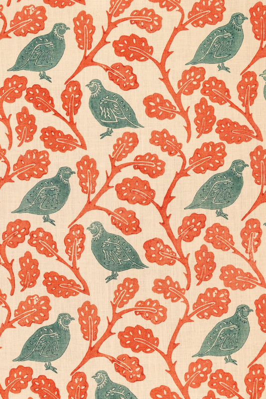 Penny Partridge Fabric by Jean Monro in Teal Jaffa
