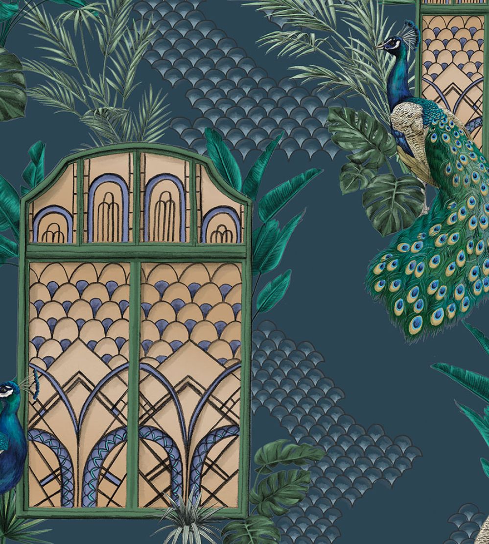 Peacock Manor Wallpaper by Brand McKenzie Indigo
