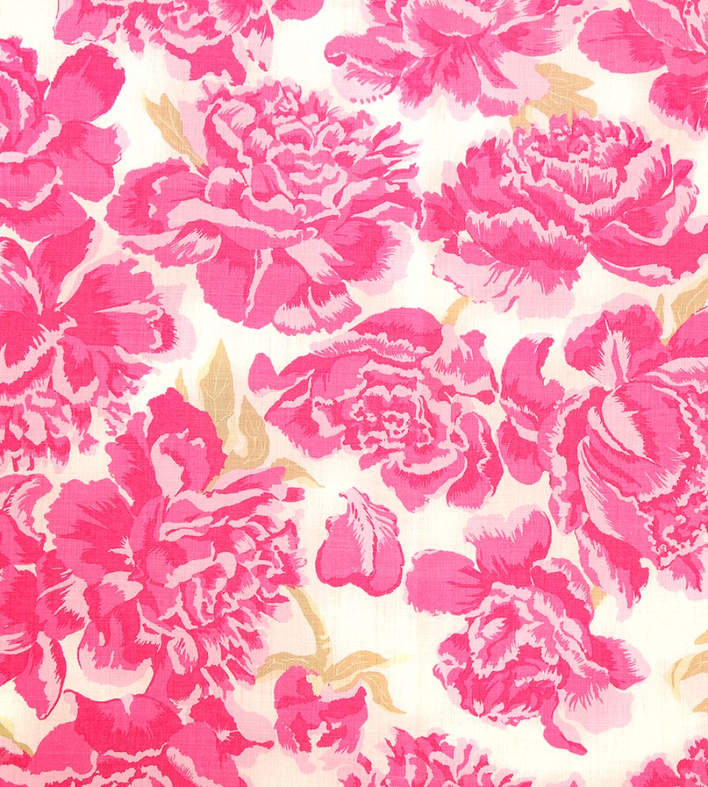 Peonies Fabric by Christopher Farr Cloth Hot Pink