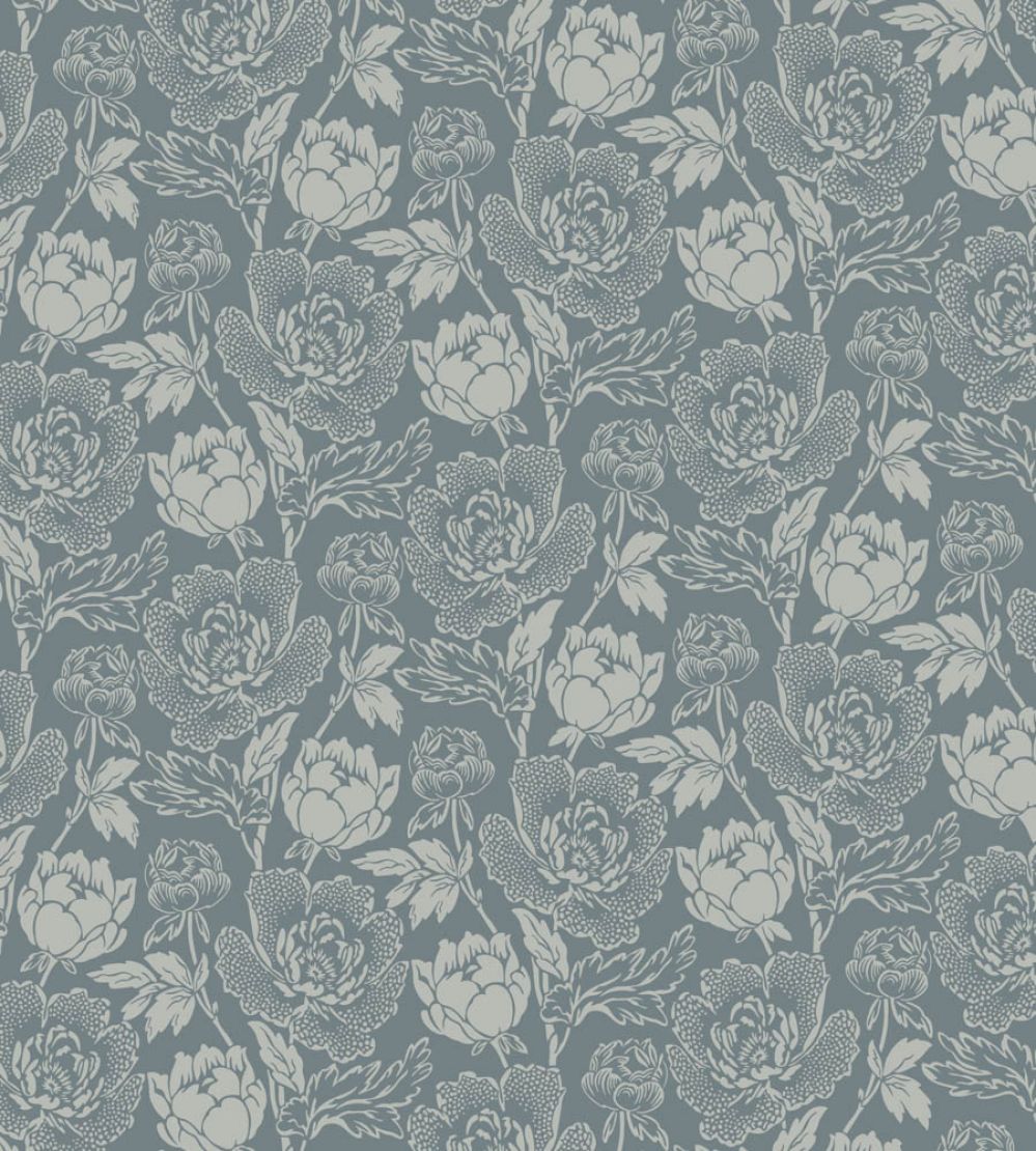 Peony Wallpaper by Farrow & Ball De Nimes / Light Blue