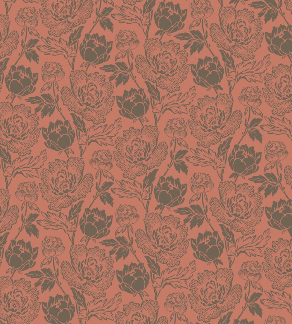 Peony Wallpaper by Farrow & Ball Red Earth / Salon Drab