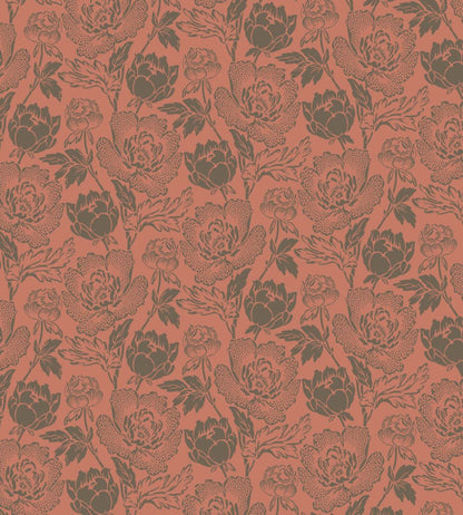 Peony Wallpaper by Farrow & Ball Red Earth / Salon Drab