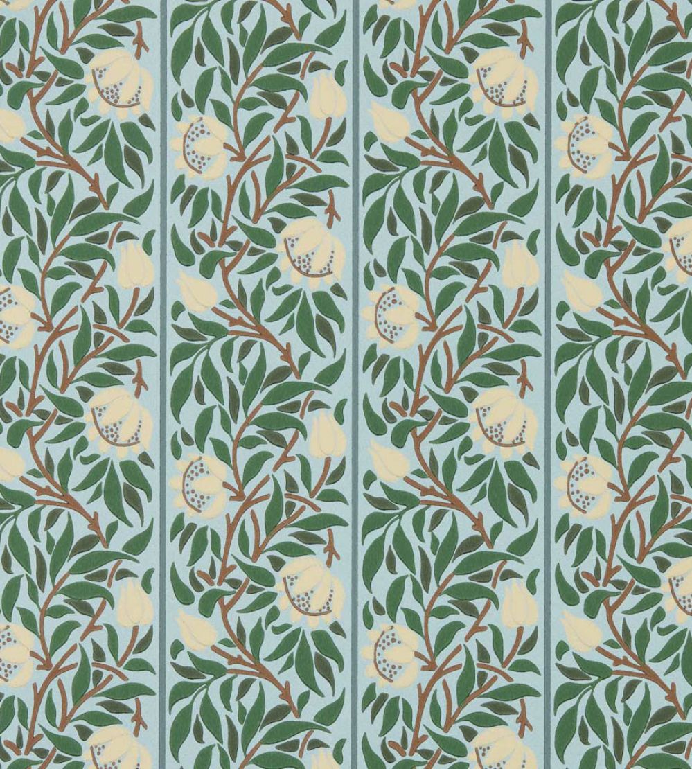 Peony Trellis Wallpaper by Morris & Co Soft Blue/Nettle