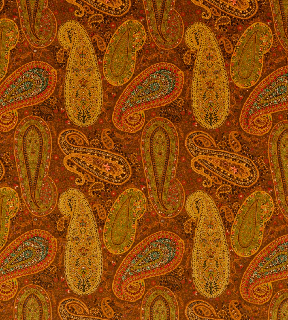 Peregrine Paisley Velvet Fabric by Mulberry Home Spice