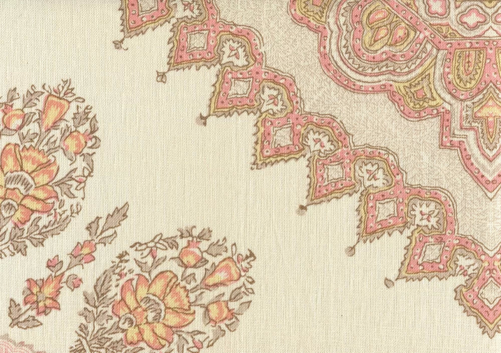 Persepolis Pink/Taupe on Cream Linen fabric by Home Couture