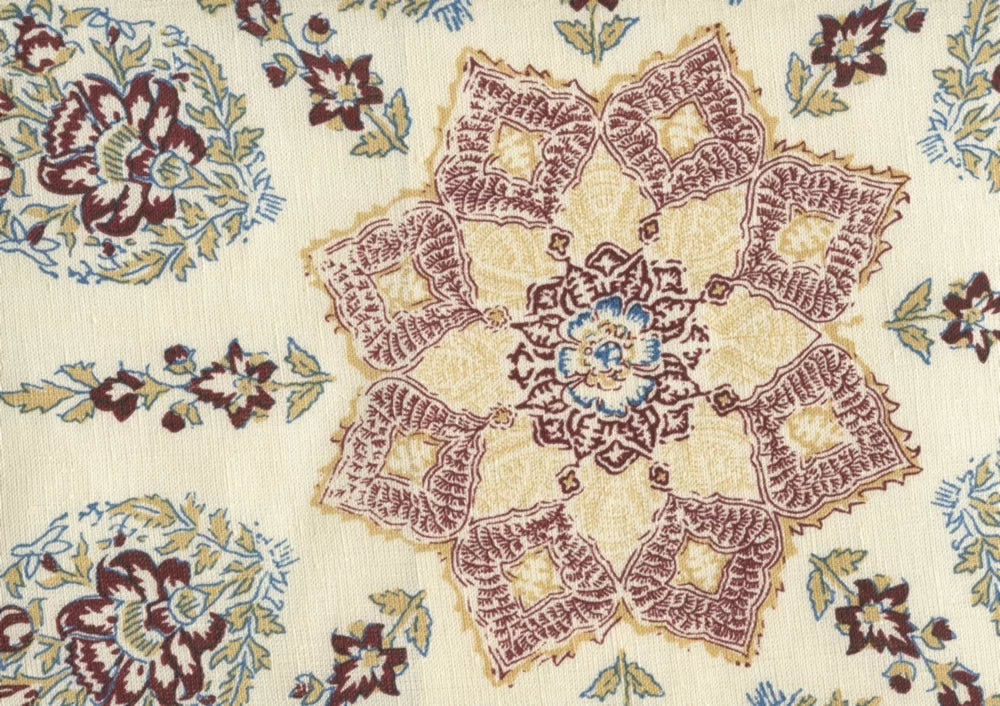 Persepolis Wine Blue on Cream fabric by Home Couture