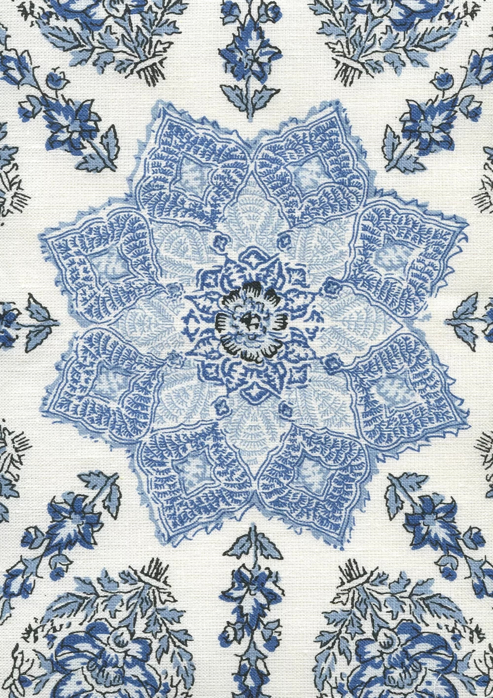 Persepolis Navy French Blue on Ivory fabric by Home Couture