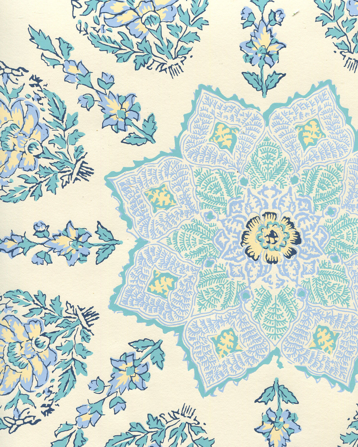 Persepolis Celeste/Blue on Off White wallpaper by Home Couture