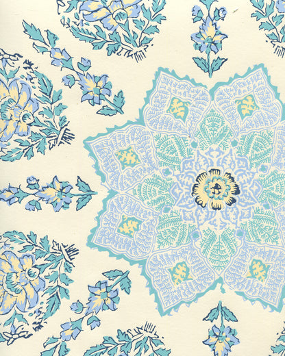 Persepolis Celeste/Blue on Off White wallpaper by Home Couture