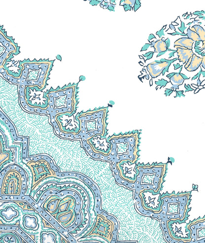 Persepolis Celeste Blue on White wallpaper by Home Couture