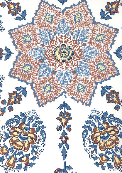 Persepolis Brown Navy on White wallpaper by Home Couture