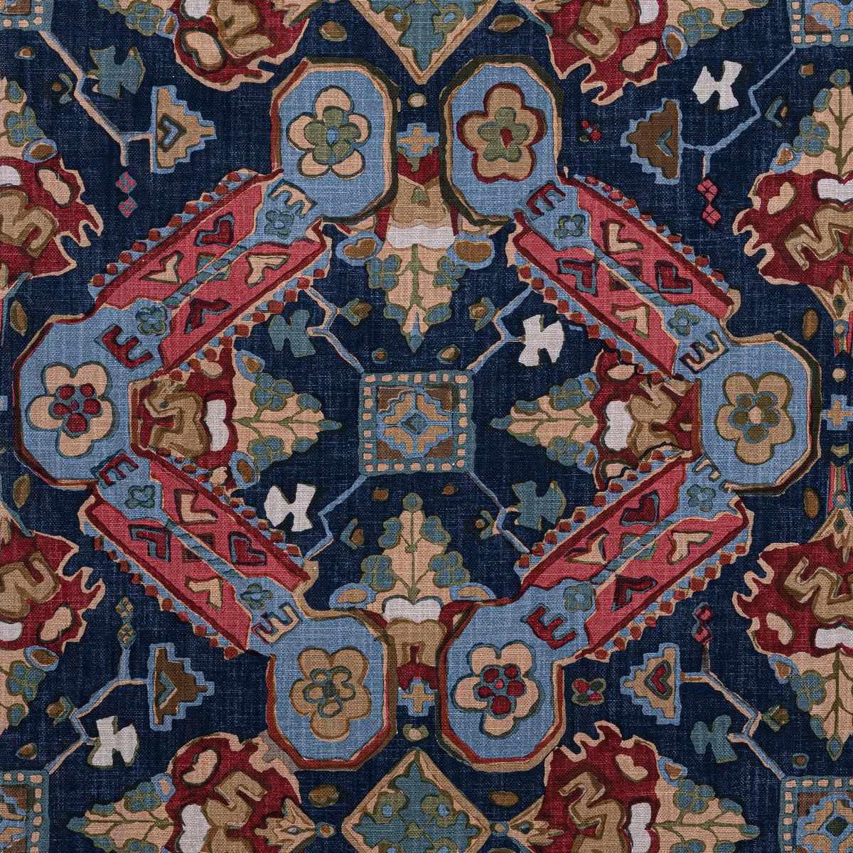 Persian Carpet Fabric by Thibaut in Navy (F910829)