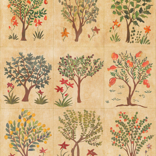 Persian Garden Original Scale Natural wallpaper by Lisa Fine Textiles