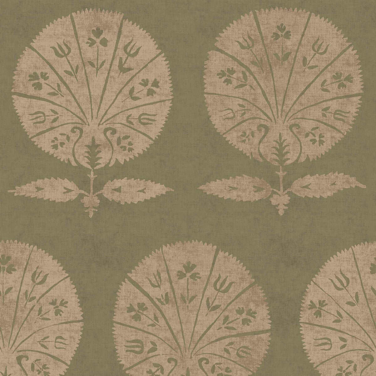Persian Poppy Old Green wallpaper by Penny Morrison