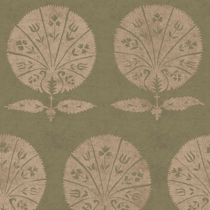 Persian Poppy Old Green wallpaper by Penny Morrison