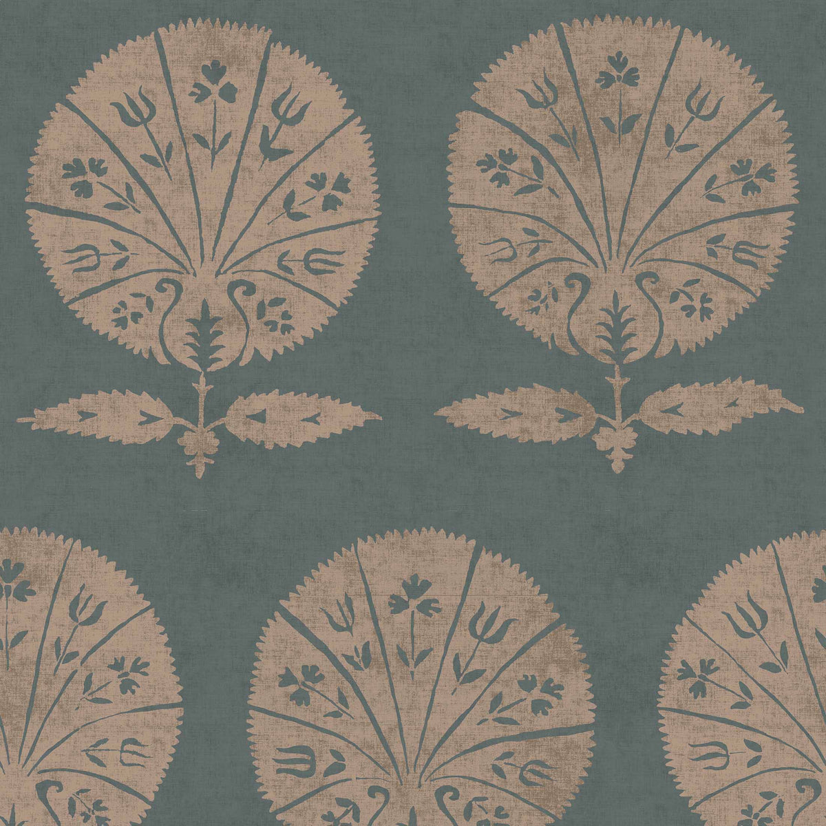 Persian Poppy Teal wallpaper by Penny Morrison