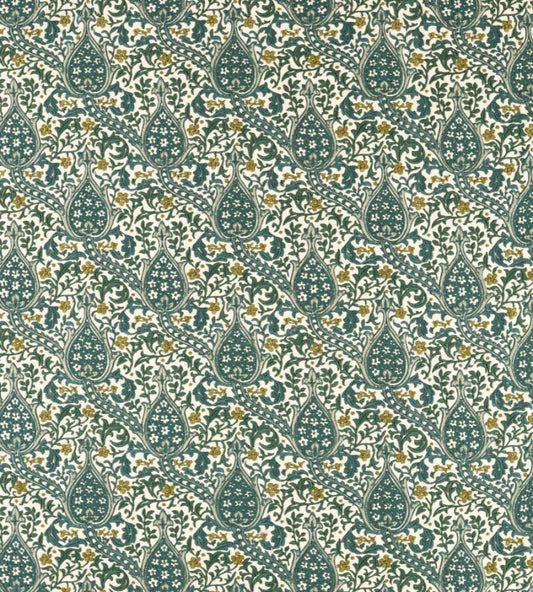 Persian Tulip Embroidery Fabric by Morris & Co Evergreen